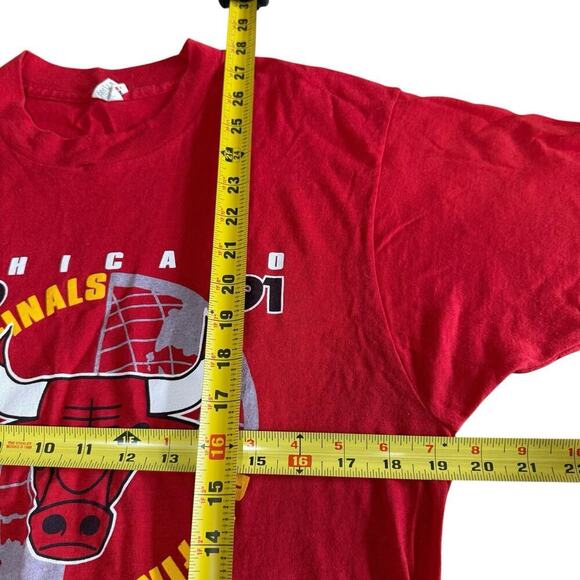 Vtg 90s NBA 1991 Chicago Bulls Eastern Champions T Shirt L Jordan Red Y2k - Picture 7 of 8